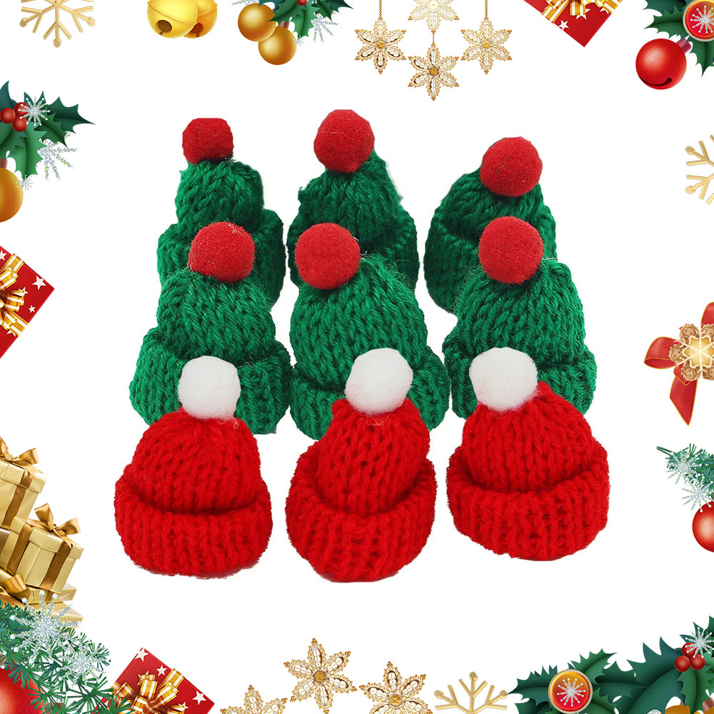 Santa Hat Plush - 10 قطعة 3.5x5 سنتيمتر عيد الميلاد
