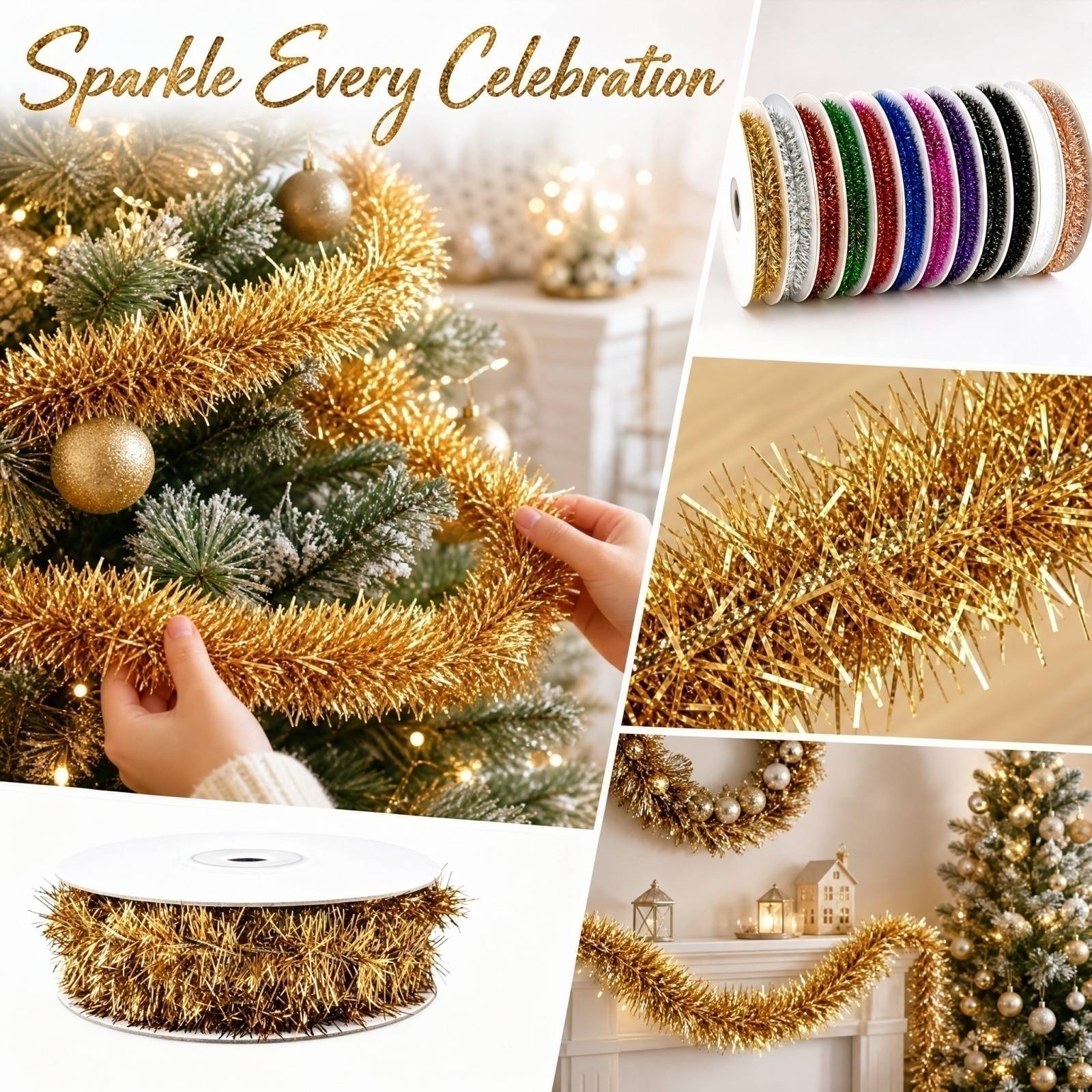 Tinsel Garland Decoration - سلسلة أضواء بلاستيكية بطول 5 أمتار