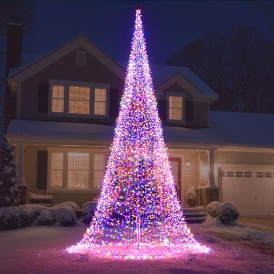 Christmas Lights Outdoor - عمود علم خارجي مع إضاءة LED