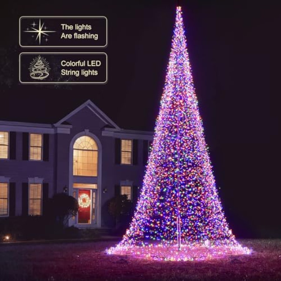 عمود علم خارجي مع إضاءة LED لش - مراجعة Christmas Lights Outdoor وسعره