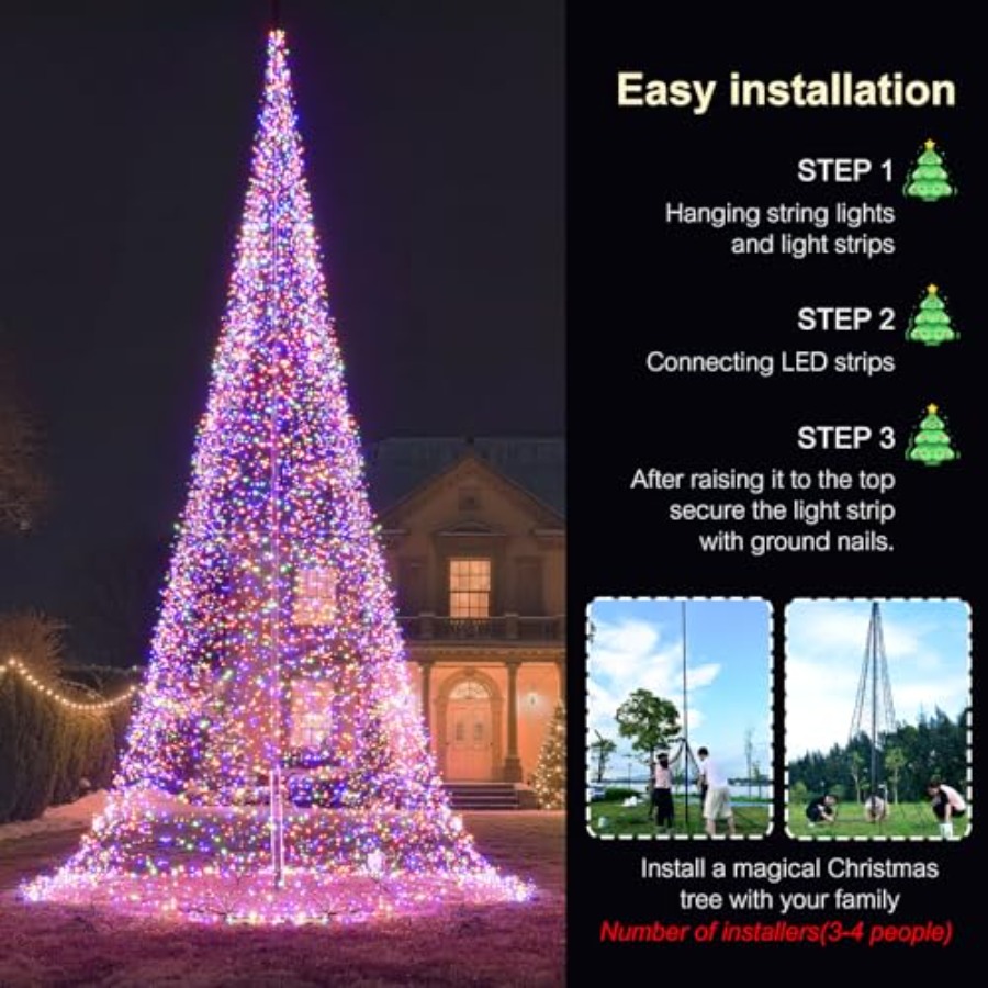 عمود علم خارجي مع إضاءة LED لش - مراجعة Christmas Lights Outdoor وسعره